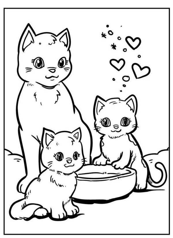 Спящий котик раскраска