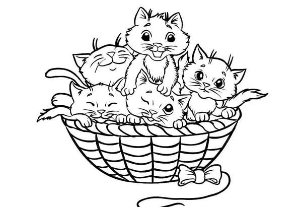 Раскраска Кошка на Лужайке Веселое Образование для Детей