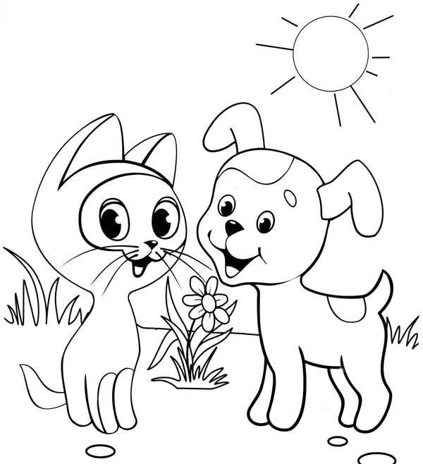 Кошка раскраска для детей