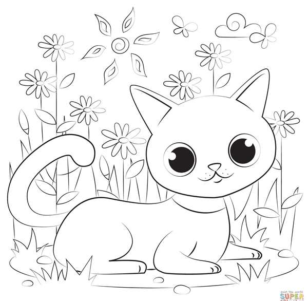 Рисунок котенка для раскрашивания