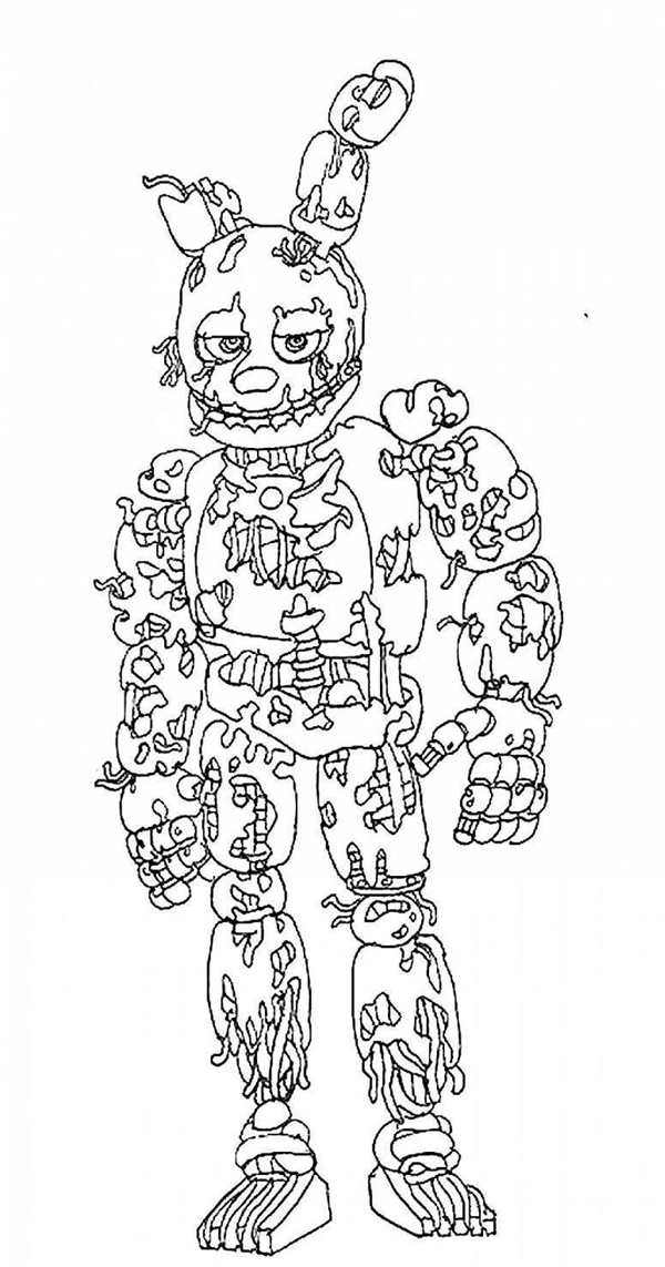 Раскраска Кошмарного Бонни из FNAF