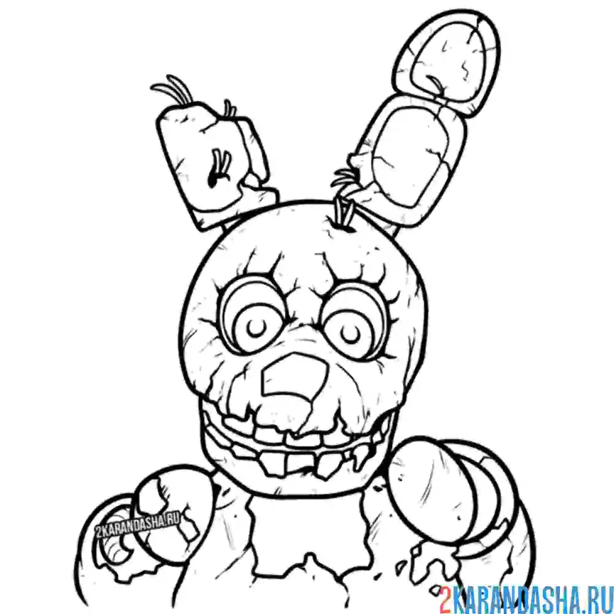 Раскраска Кошмарного Бонни из FNAF