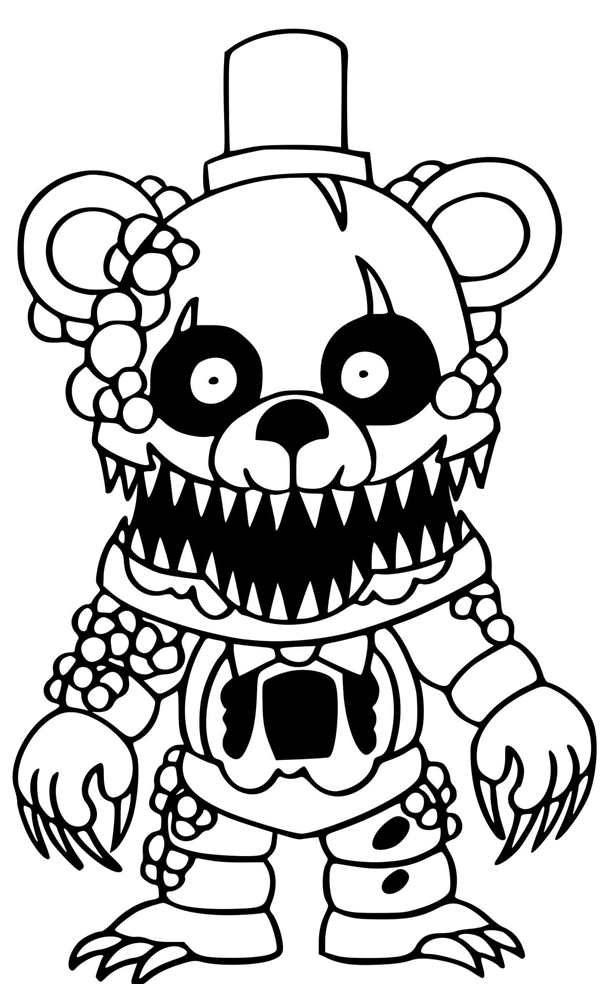 Раскраска Кошмарного Бонни из FNAF