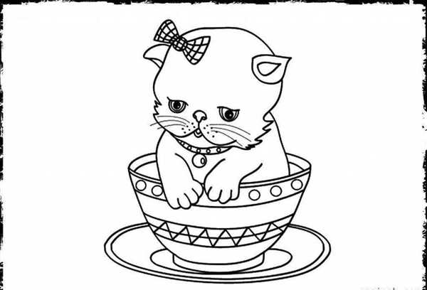 Котик рисунок раскраска