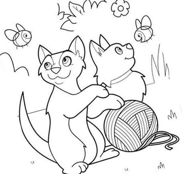 Раскраска котик с одеждой