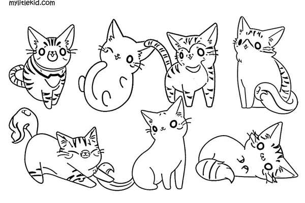 Кошки. Раскраска