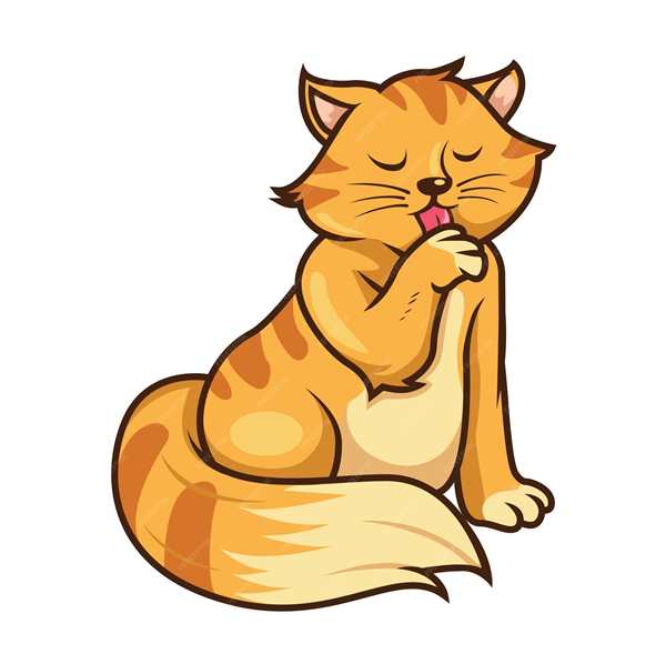 Раскраска Кот и его умныйlicking манипуляция лапой