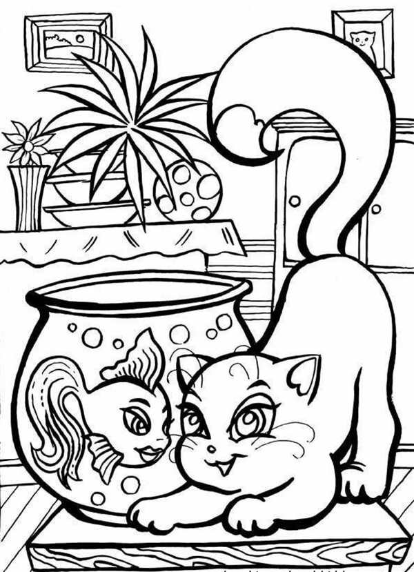 Котик раскраска для детей