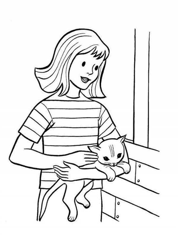 Котик раскраска для детей