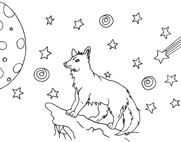 Кот на Луне силуэт
