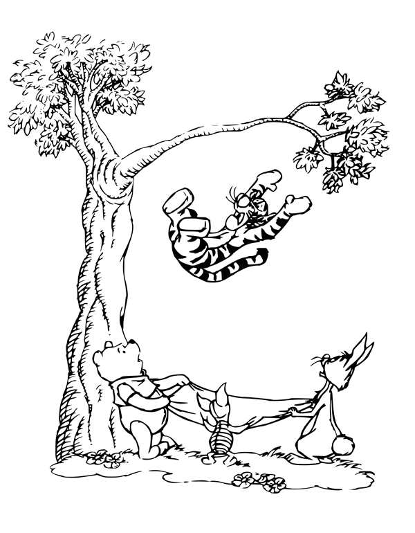 Кошка на дереве раскраска