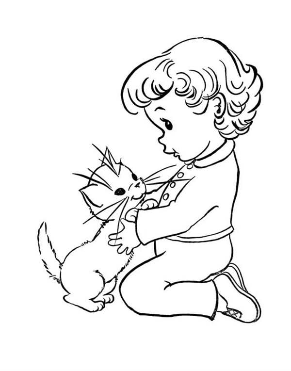 Раскраска Кот на Тумбочке