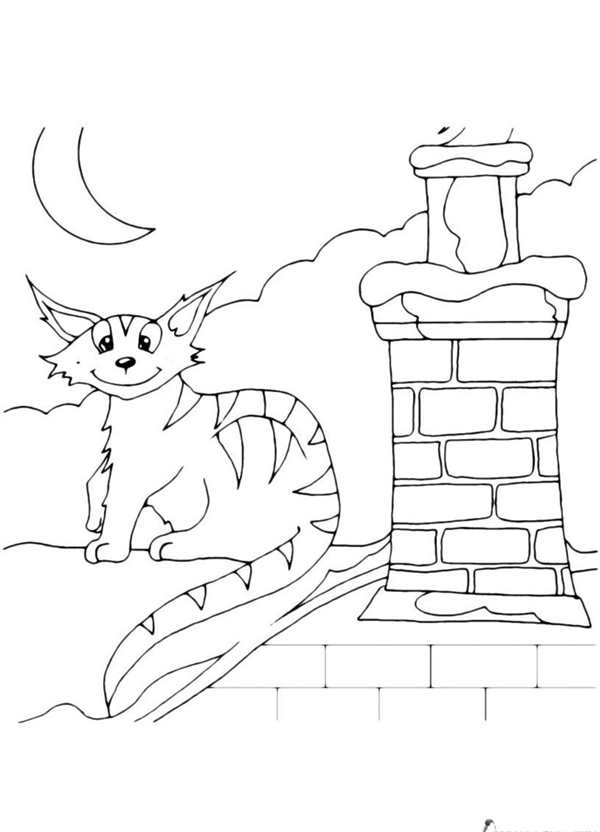Кошка на дереве рисунок