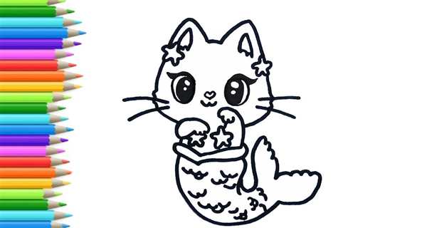Раскраска Кот Пушин и Русалка