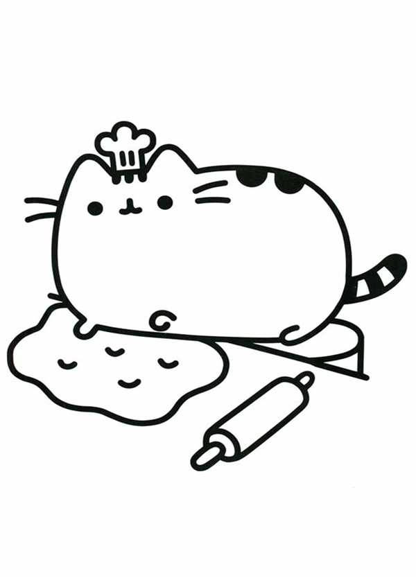 Раскраска Кот Пушин и Угощения