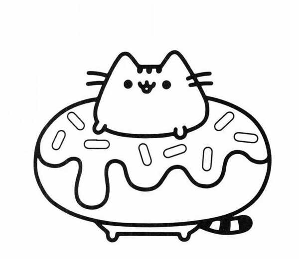 Раскраска Кот Пушин с Венком Роз