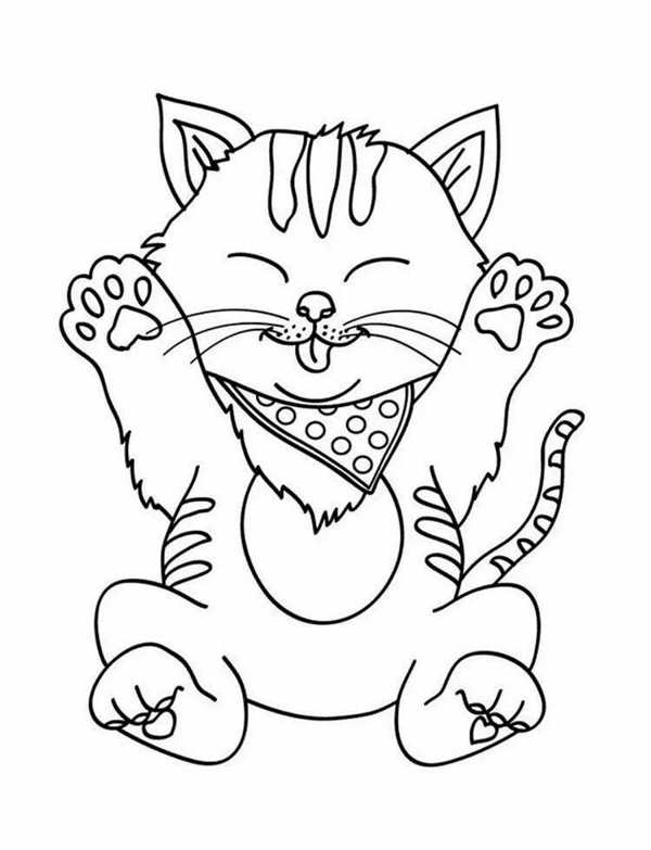 Кошка раскраска для детей