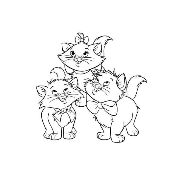 Кошка с бантом раскраска