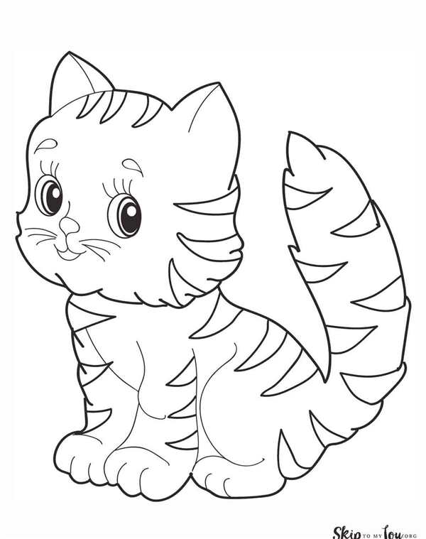 Кошка раскраска для детей