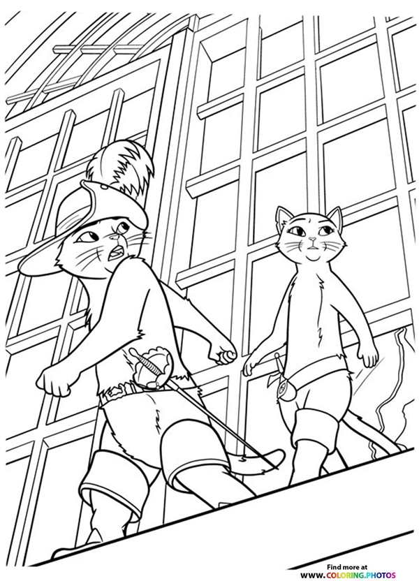 Кот в сапогах (раскраска)