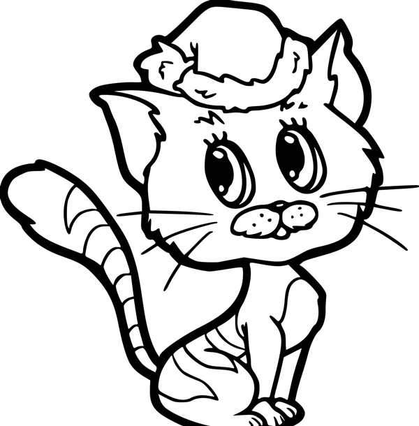 Разукрашки котики в шапочках лягушачьих