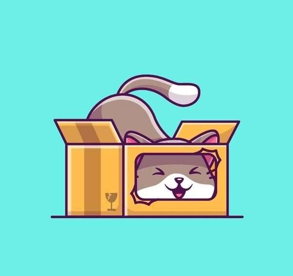Раскраска Кот Выпрыгивает Из Коробки