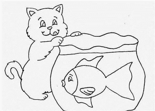 Котенок с молоком раскраска