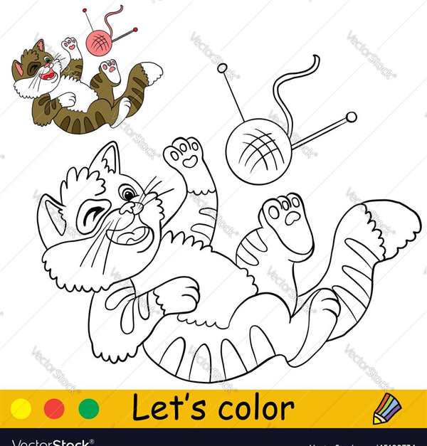 Котенок с клубочком раскраска
