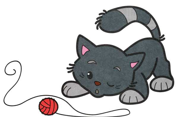 Раскраска Котенок Играет С Нитками