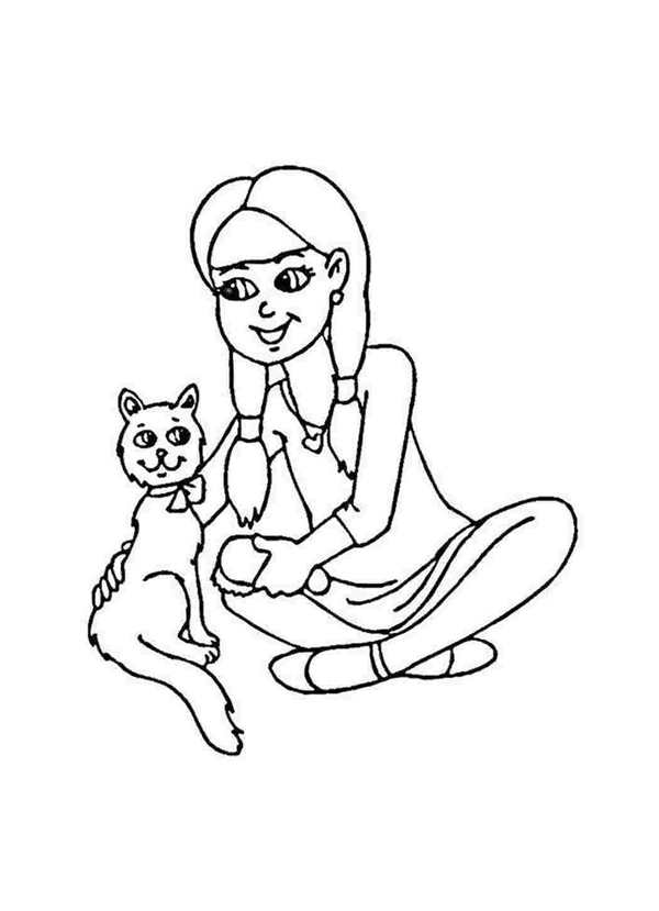 Кошка раскраска для детей