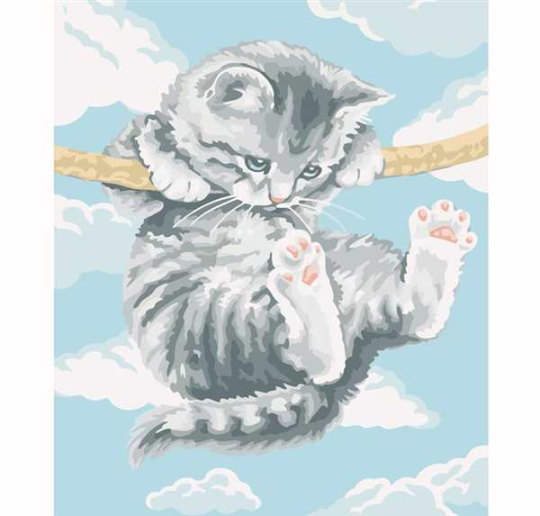 Котик на дереве раскраска