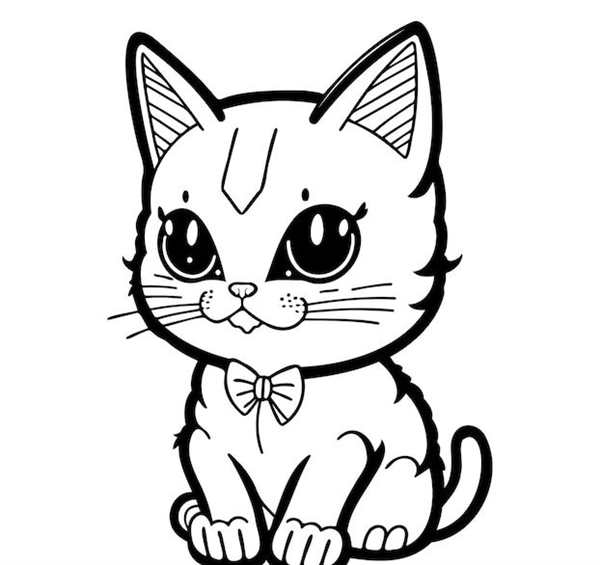 Раскраска Котенок с Бантиком