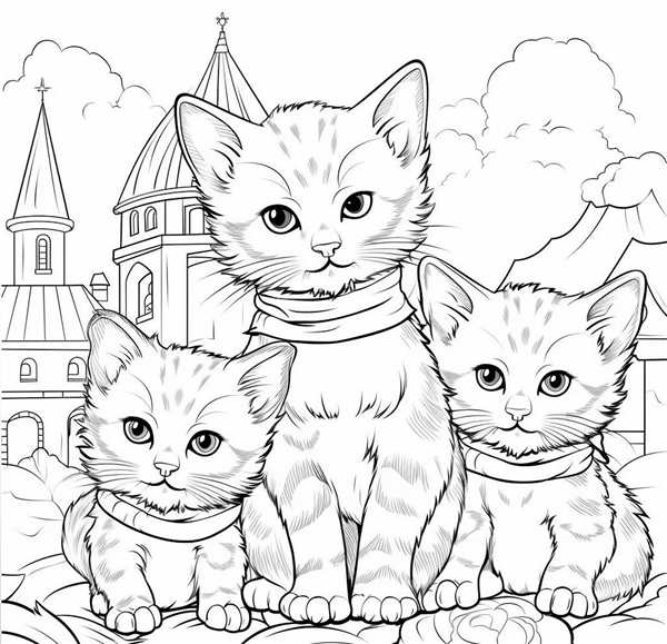 Кошечка раскраска для детей