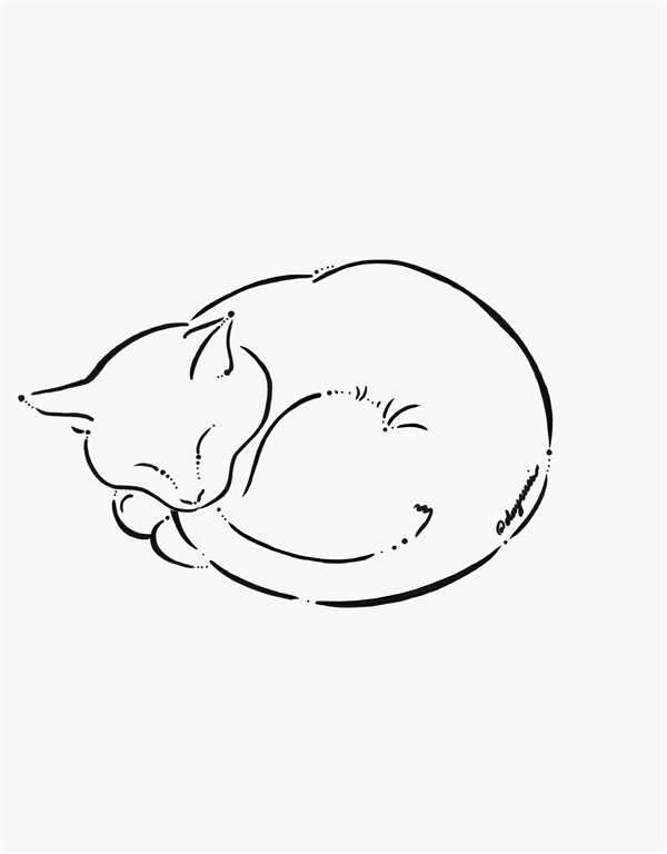 Котенок спит раскраска