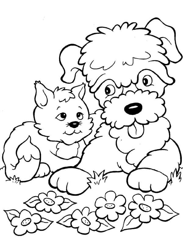 Раскраска кошечки собачки