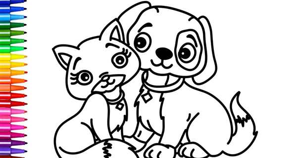 Кошка и собака рисунок