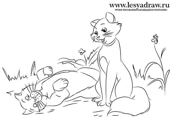 Кошки. Раскраска