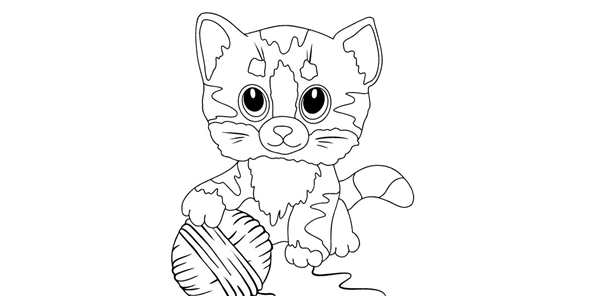 Раскраска кот с клубком