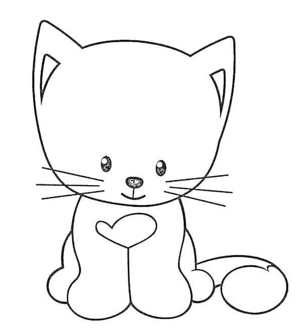 Котик с сердечком рисунок