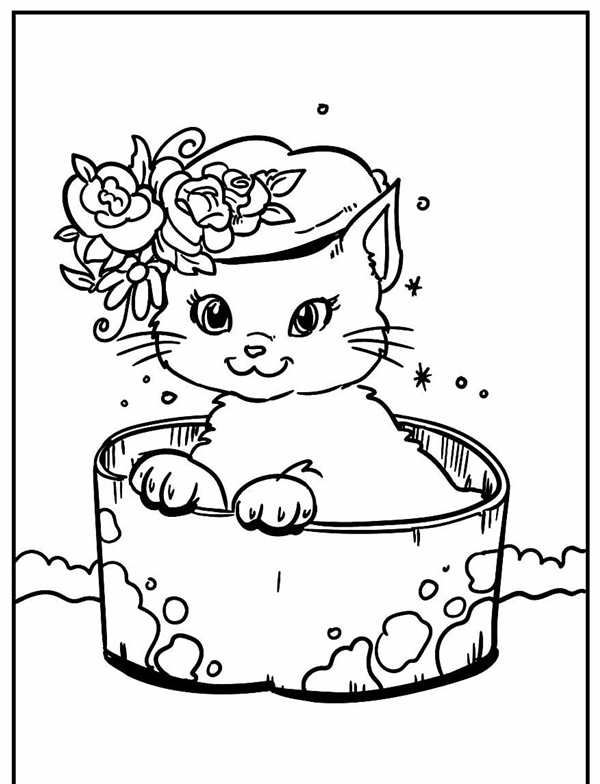 Кошечка раскраска для малышей