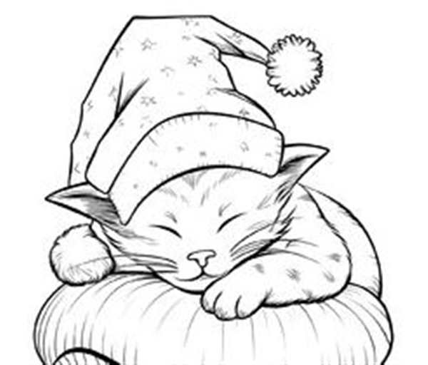 Кошка лежит рисунок