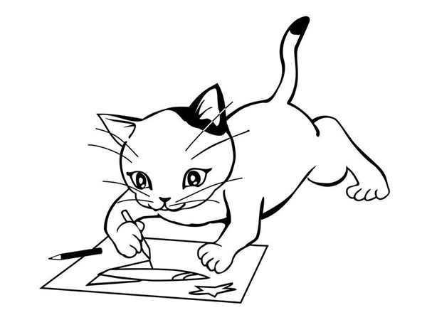 Раскраска Котята на Мотоцикле Веселое Занятие для Детей