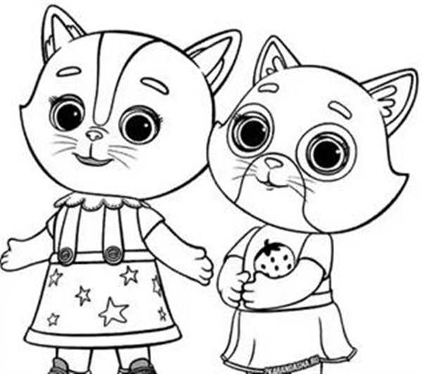 Раскраска Котята на Мотоцикле Веселое Занятие для Детей