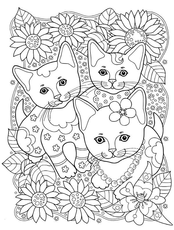 Раскраска кошка с котятами