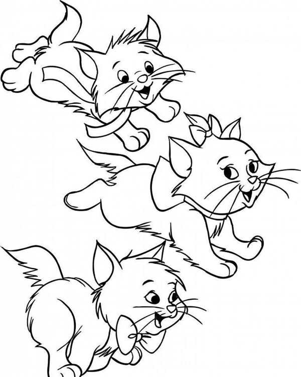 Раскраска кошка с котятами