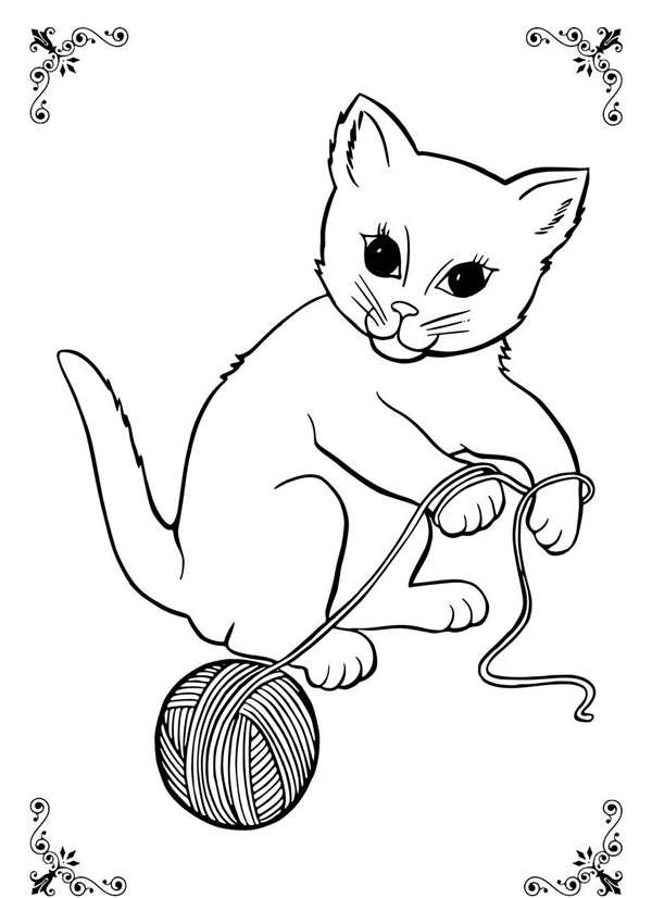 Раскраска кошка с котятами