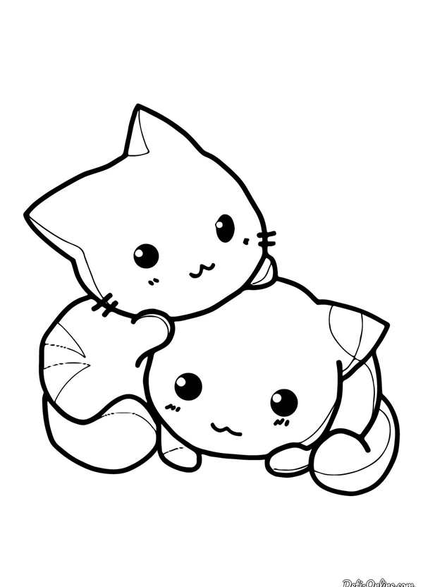 Раскраска котенок и собачка