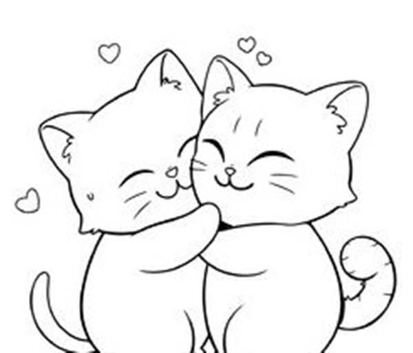 Котики но день рождение раскраска