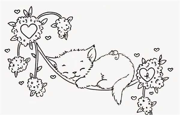 Раскраска котёнок на 8 марта