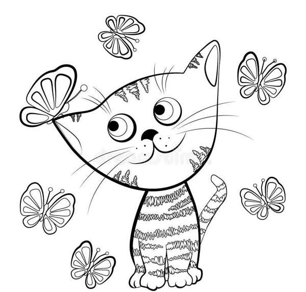 Кошка бабочка раскраска